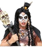 Widmann - Heks & Spider Lady & Voodoo & Duistere Religie Kostuum - Voodoo Priester Set Hoed, Ketting, Armband - - Halloween - Verkleedkleding
