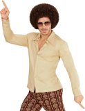 Widmann - Hippie Kostuum - Groovy Garry 70s Heren Shirt, Beige Man - Wit / Beige - Large / XL - Carnavalskleding - Verkleedkleding