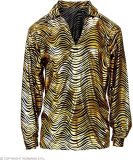 Widmann - Jaren 80 & 90 Kostuum - Exotische Joe Disco Shirt Goud Man - Goud - Medium / Large - Kerst - Verkleedkleding