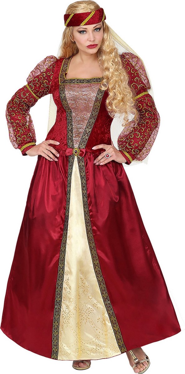 Widmann - Koning Prins & Adel Kostuum - Betoverende Slotvrouwe Prinses Beatrice Kostuum - Rood - Medium - Carnavalskleding - Verkleedkleding