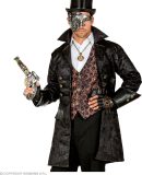 Widmann - Piraat & Viking Kostuum - Lederlook Steampunk Piraat Jas Serano Man - Zwart - XL - Halloween - Verkleedkleding