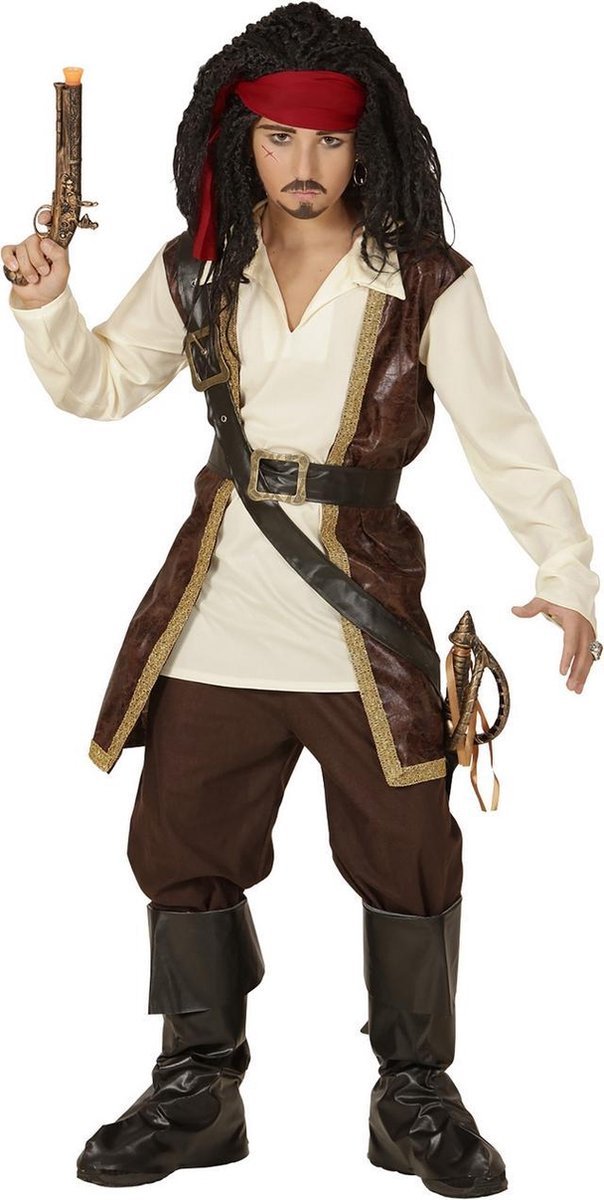 Widmann - Piraat & Viking Kostuum - Piraat Pedro - Jongen - Bruin - Maat 128 - Carnavalskleding - Verkleedkleding