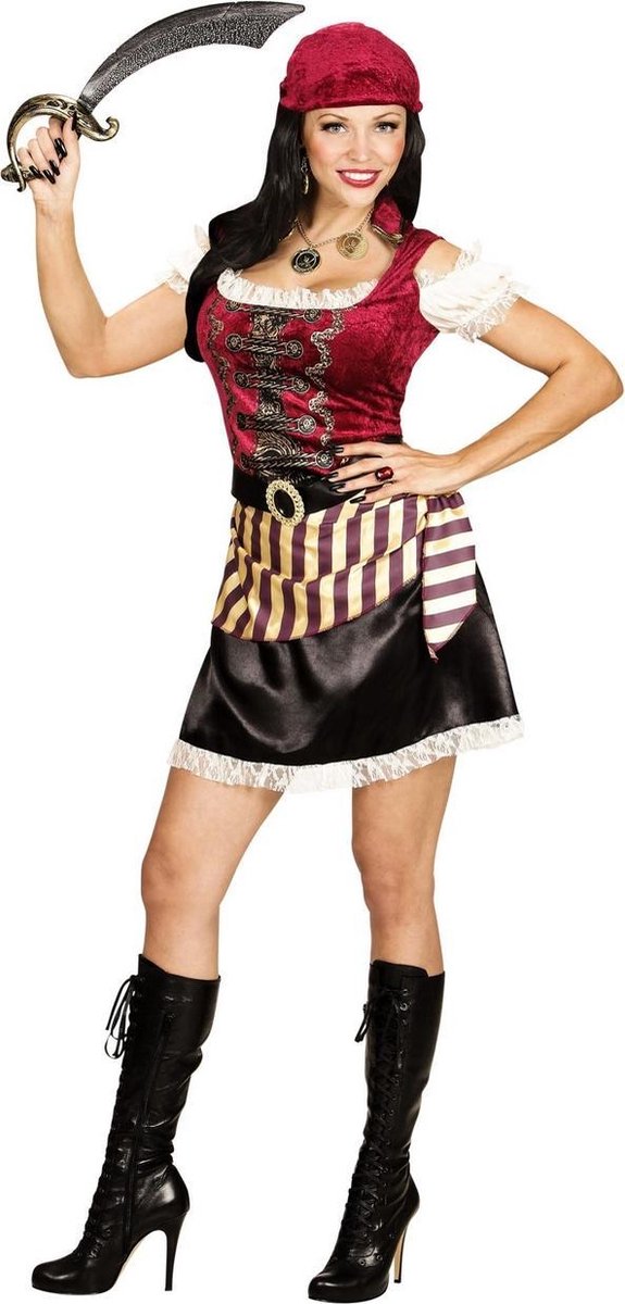 Widmann - Piraat & Viking Kostuum - Verzorgd Piratenmeisje - Vrouw - Rood, Zwart - Large - Carnavalskleding - Verkleedkleding