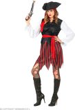 Widmann - Piraat & Viking Kostuum - Zeer Ervaren Schatzoeker Piraat - Vrouw - Rood, Zwart - Small - Carnavalskleding - Verkleedkleding