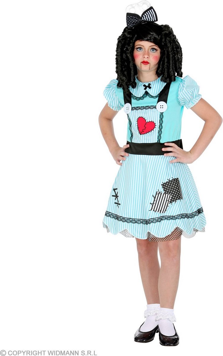 Widmann - Pop kostuum Kostuum - Populaire Poppie Pop - Meisje - Blauw - Maat 128 - Halloween - Verkleedkleding