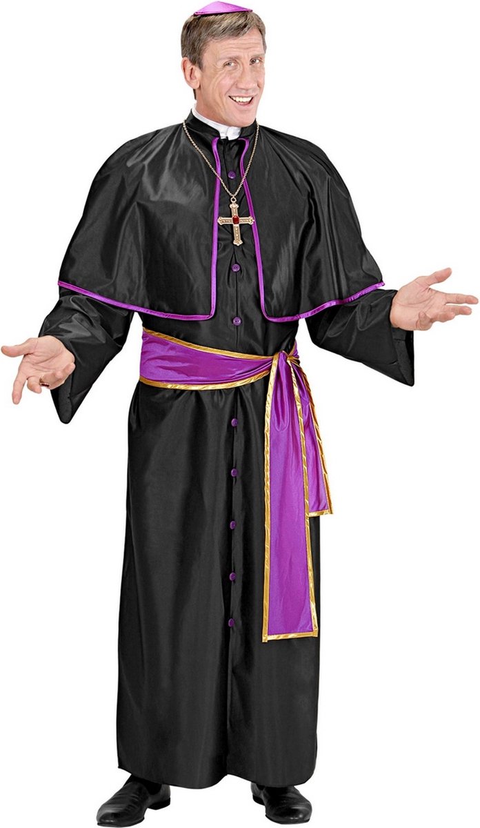 Widmann - Religie Kostuum - Kardinaal St Pieter Kostuum Man - Zwart - Small - Carnavalskleding - Verkleedkleding