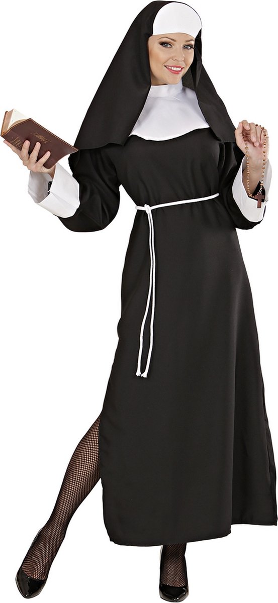Widmann - Religie Kostuum - Luxe Non Carmela Sister Act Kostuum Vrouw - Zwart - Small - Carnavalskleding - Verkleedkleding