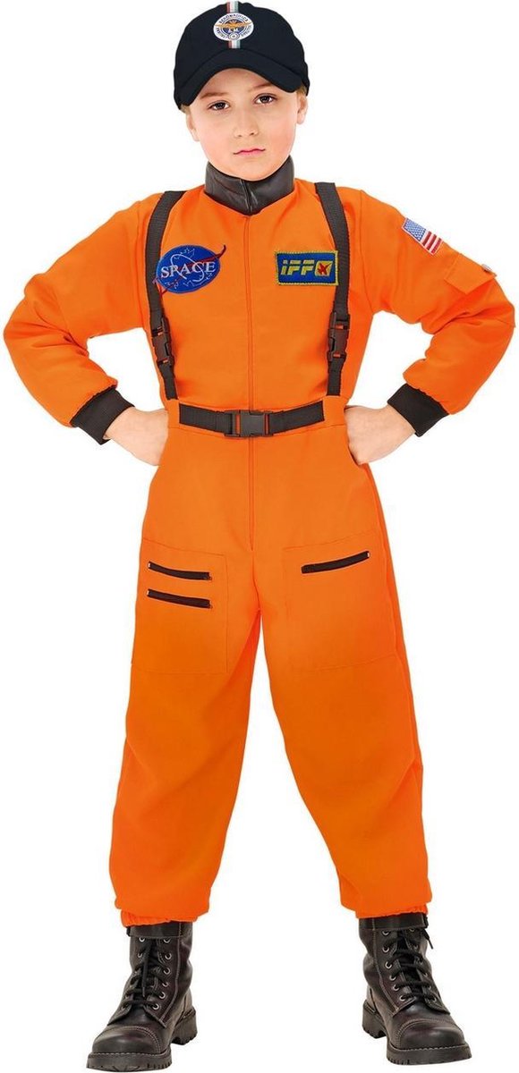 Widmann - Science Fiction & Space Kostuum - Amerikaanse Astronaut Oranje Kind Kostuum Jongen - Oranje - Maat 140 - Carnavalskleding - Verkleedkleding