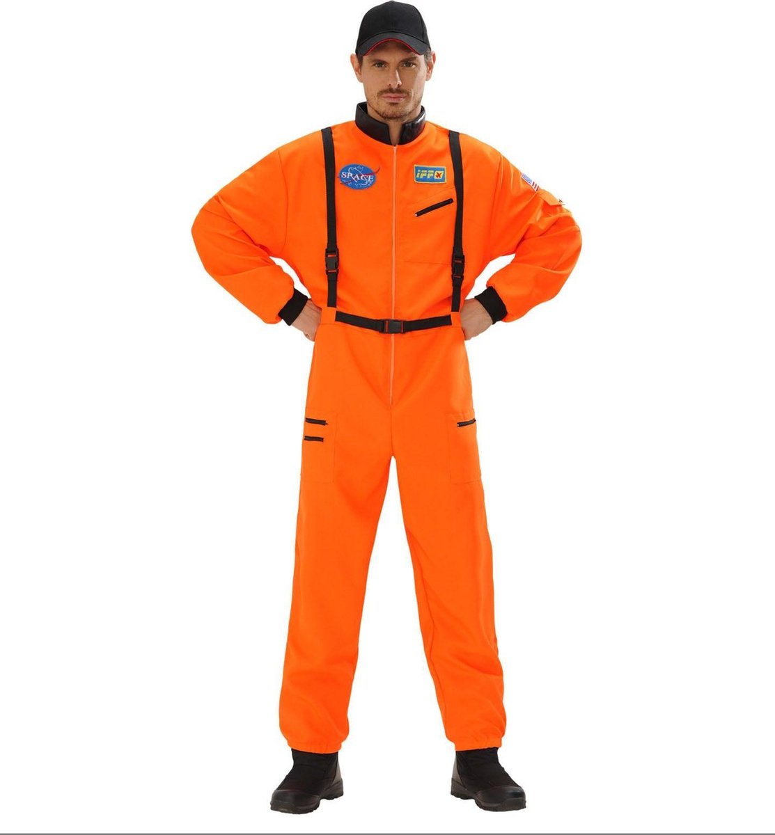 Widmann - Science Fiction & Space Kostuum - Amerikaanse Astronaut Oranje - Man - Oranje - Small - Carnavalskleding - Verkleedkleding