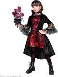 Widmann - Vampier & Dracula Kostuum - Bloeddorstige Vampier Hertogin Bloedtand - Meisje - Rood, Zwart - Maat 128 - Halloween - Verkleedkleding