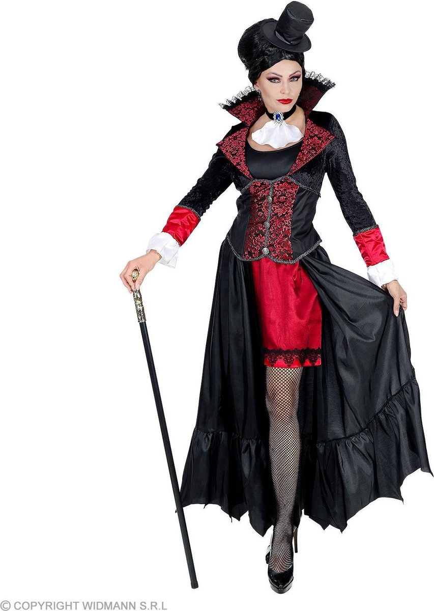 Widmann - Vampier & Dracula Kostuum - Hunkerend Naar Bloed Vampier - Vrouw - Rood, Zwart - Medium - Halloween - Verkleedkleding
