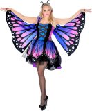 Widmann - Vlinder Kostuum - Prachtige Paars Roze Vlinder - Vrouw - Blauw, Paars, Roze - Medium - Carnavalskleding - Verkleedkleding