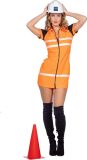 Wilbers & Wilbers - Bouwvakker & Trucker Kostuum - Sexy Wegwerker Kim - Vrouw - Oranje - Maat 44 - Carnavalskleding - Verkleedkleding