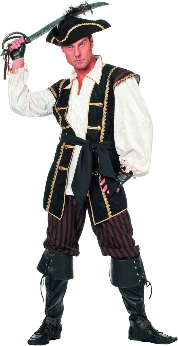 Wilbers & Wilbers - Piraat & Viking Kostuum - Koninklijke Piraat Bruin - Man - Bruin - Maat 52 - Carnavalskleding - Verkleedkleding
