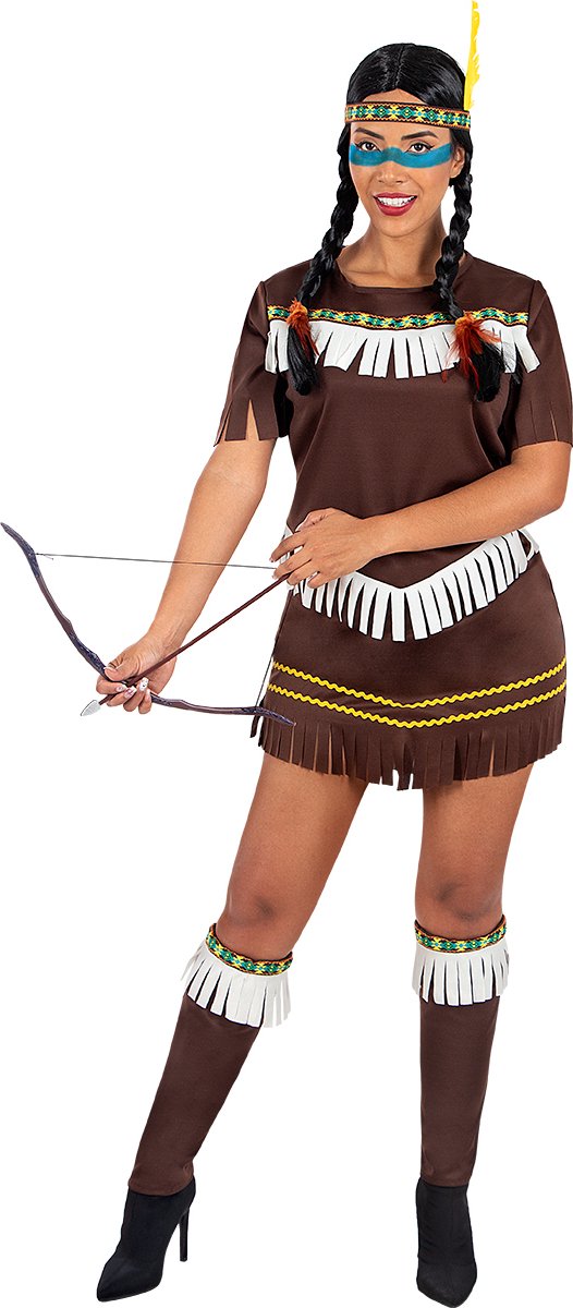 Funidelia | Indiaanse kostuum voor vrouwen Indianen, Cowboys, Western - Kostuum voor Volwassenen Accessoire verkleedkleding en rekwisieten voor Halloween, carnaval & feesten - Maat 3XL - Bruin