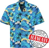 Hawaii Blouse Mannen - Shirt - Hemd - 100% Katoen - Overhemd Heren Korte Mouw - Made in Hawaii "Tropisch Hawaii Blauw" Maat L