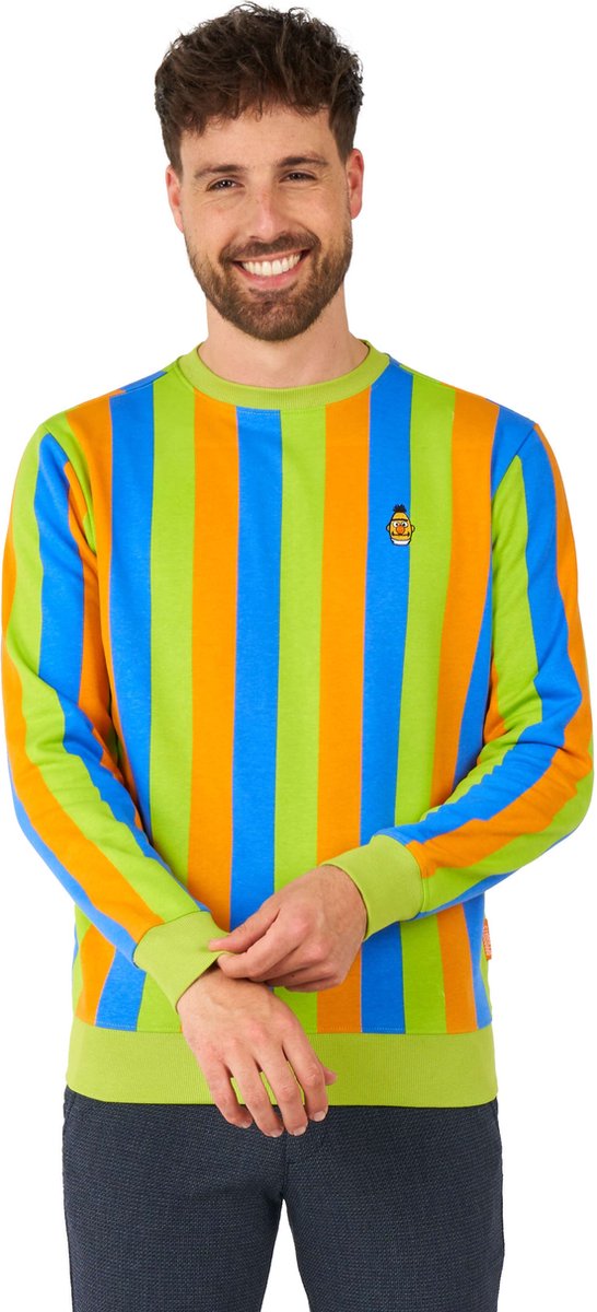 OppoSuits Bert™ Sweater - Sesamstraat Trui - Kleding voor Bert & Ernie Outfit - Lange Mouwen - Carnaval - Groen, Blauw, Geel - Maat: S