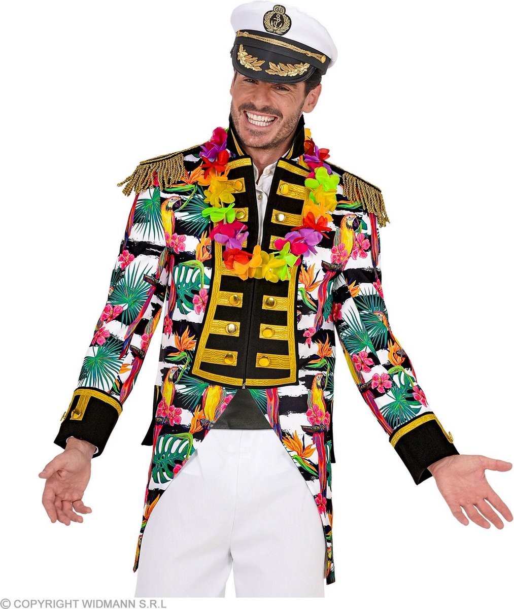 Widmann - Hawaii & Carribean & Tropisch Kostuum - Kapitein Tropical Feestschip Man - Groen, Roze - Medium - Carnavalskleding - Verkleedkleding